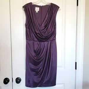 Suzi Chin for Maggy Boutique Sleeveless Drape Wrap Cocktail Dress Purple 8
